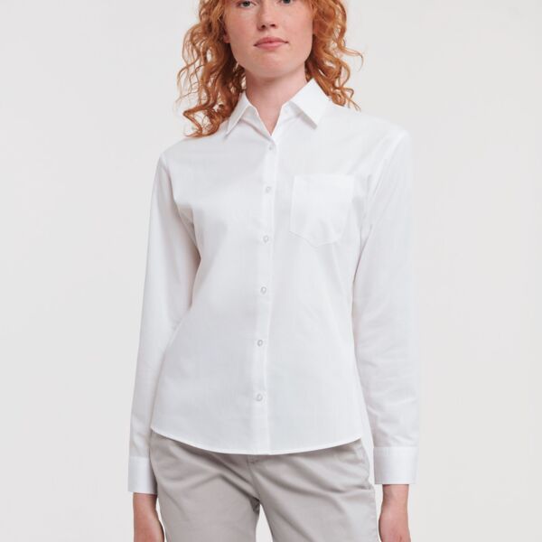 Ladies' Long Sleeve Classic Pure Cotton Poplin Shirt Thumbnail